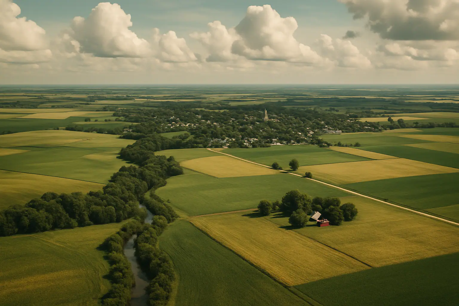 Rolling farmland and mature trees across Lafayette County, Missouri
