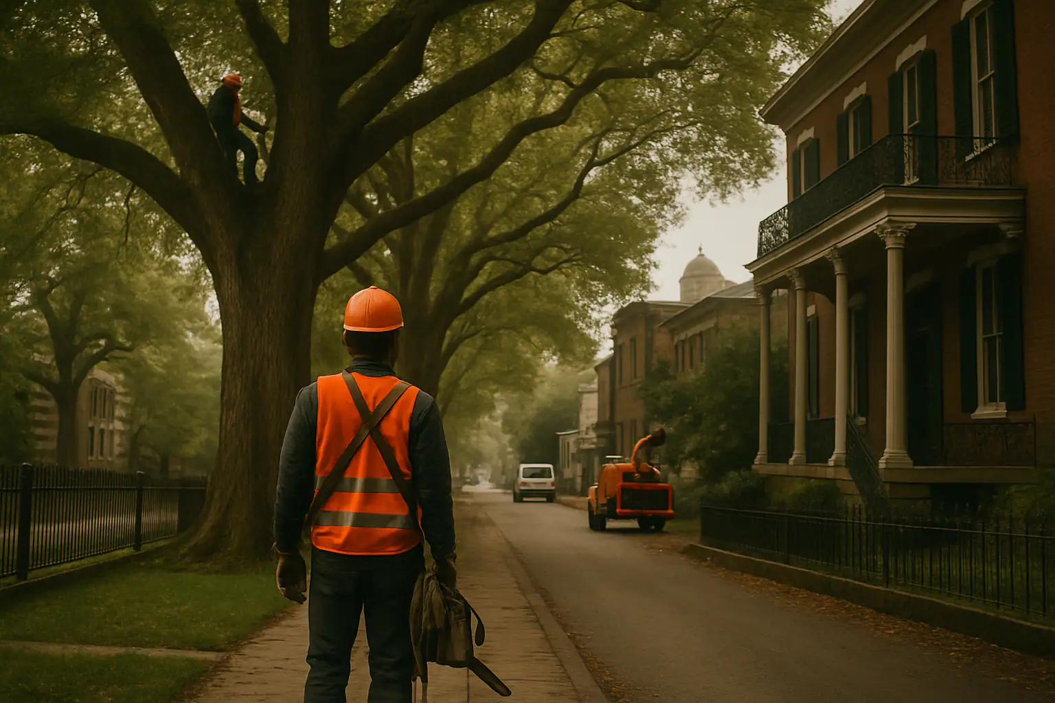 Historic homes beneath mature trees in Lexington, Missouri
